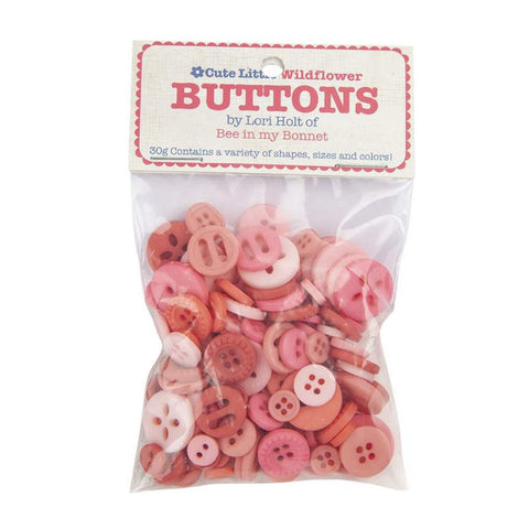 SALE Cute Little Buttons STB-3604 Wildflower Assortment by Lori Holt - Riley Blake Designs - 30g Bag -- Variety of Shapes Colors Sizes