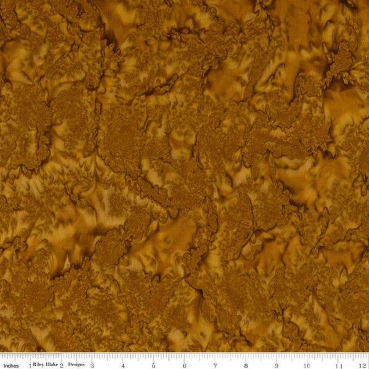 CLEARANCE Batiks Expressions Hand-Dyes BTHH190 Golden Brown 2 - Riley Blake Designs - Hand-Dyed Print - Quilting Cotton Fabric