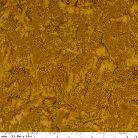 CLEARANCE Batiks Expressions Hand-Dyes BTHH189 Golden Brown 1 - Riley Blake Designs - Hand-Dyed Print - Quilting Cotton Fabric