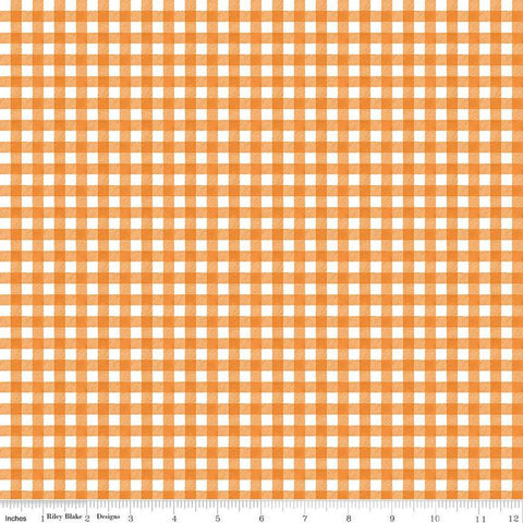 SALE Pumpkin Patch PRINTED Gingham C14574 Orange - Riley Blake Designs - Orange/White Halloween - J. Wecker Frisch - Quilting Cotton Fabric