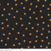 Fat Quarter End of Bolt - Pumpkin Patch Pumpkin Toss C14575 Black - Riley Blake - Halloween Jack-o-Lanterns - Quilting Cotton Fabric