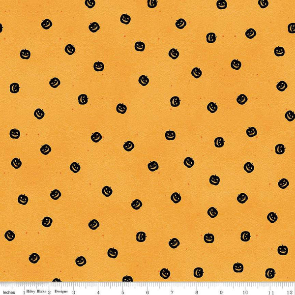 SALE Pumpkin Patch Pumpkin Toss C14575 Orange - Riley Blake Designs - Halloween Jack-o-Lanterns - J. Wecker Frisch - Quilting Cotton Fabric