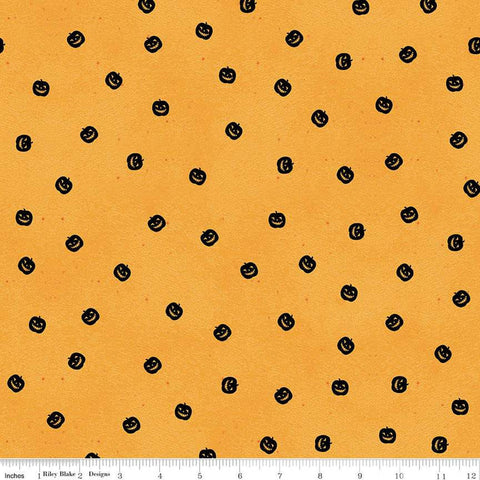 SALE Pumpkin Patch Pumpkin Toss C14575 Orange - Riley Blake Designs - Halloween Jack-o-Lanterns - J. Wecker Frisch - Quilting Cotton Fabric