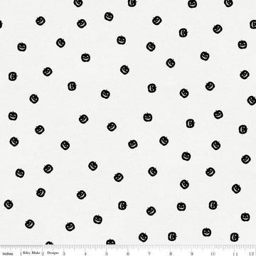 Pumpkin Patch Pumpkin Toss C14575 White - Riley Blake Designs - Halloween Jack-o-Lanterns - J. Wecker Frisch - Quilting Cotton Fabric