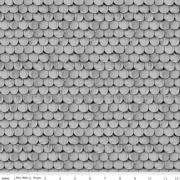 Fat Quarter End of Bolt - Pumpkin Patch Raise the Rooftop C14577 Gray - Riley Blake - Halloween Roof Tiles - Quilting Cotton Fabric