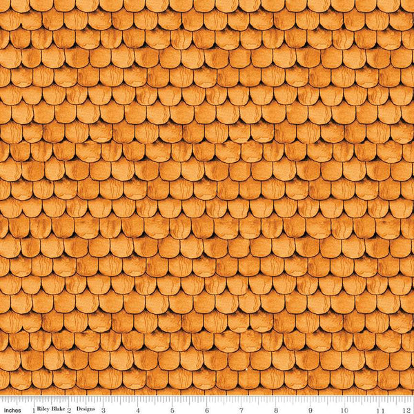 SALE Pumpkin Patch Raise the Rooftop C14577 Orange - Riley Blake Designs - Halloween Roof Tiles - J. Wecker Frisch - Quilting Cotton Fabric