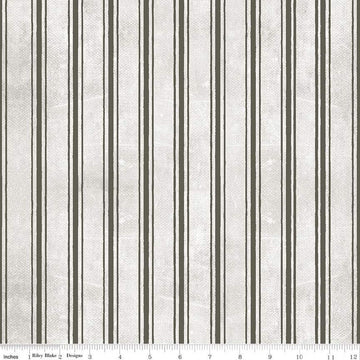 SALE 13" End of Bolt - Pumpkin Patch Terrifying Ticking C14578 Gray - Riley Blake - Halloween Stripes - J. Wecker Frisch - Quilting Fabric