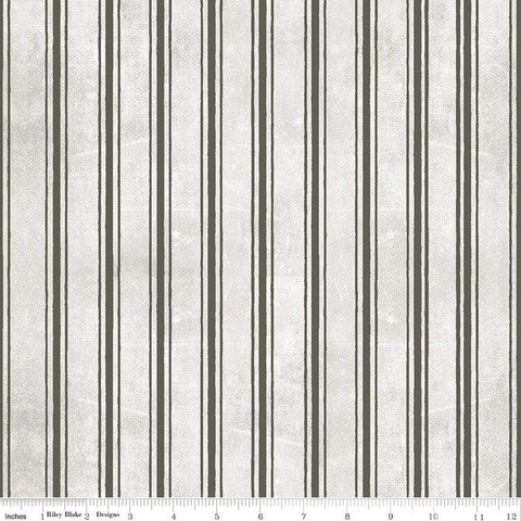 SALE Pumpkin Patch Terrifying Ticking C14578 Gray - Riley Blake Designs - Halloween Stripes - J. Wecker Frisch - Quilting Cotton Fabric