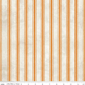 18" End of Bolt - Pumpkin Patch Terrifying Ticking C14578 Orange - Riley Blake - Halloween Stripes - J. Wecker Frisch - Quilting Cotton