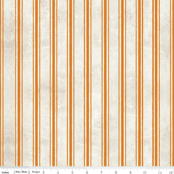 SALE Pumpkin Patch Terrifying Ticking C14578 Orange - Riley Blake Designs - Halloween Stripes - J. Wecker Frisch - Quilting Cotton Fabric