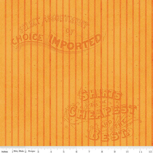 CLEARANCE Pumpkin Patch Silver Lining Stripe C14581 Orange - Riley Blake - Halloween Stripes - J. Wecker Frisch - Quilting Cotton Fabric