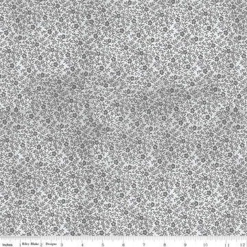 20" End of Bolt - SALE Pumpkin Patch Inside Clover C14582 Gray - Riley Blake - Halloween Flowers - J. Wecker Frisch - Quilting Cotton Fabric