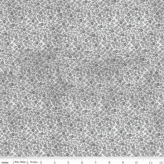 DEAL Pumpkin Patch Inside Clover C14582 Gray - Riley Blake Designs - Halloween Floral Flowers - J. Wecker Frisch - Quilting Cotton Fabric