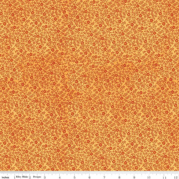 Pumpkin Patch Inside Clover C14582 Orange - Riley Blake Designs - Halloween Floral Flowers - J. Wecker Frisch - Quilting Cotton Fabric