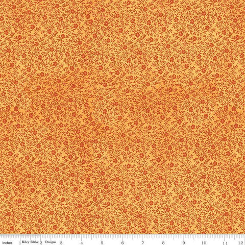 Pumpkin Patch Inside Clover C14582 Orange - Riley Blake Designs - Halloween Floral Flowers - J. Wecker Frisch - Quilting Cotton Fabric