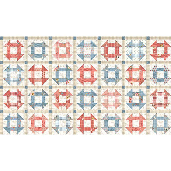 SALE Countryside Churn Dash Cheater Print C15071 Multi by Riley Blake - PRINTED Churn Dash Block Sashing Posts - Quilting Cotton Fabric