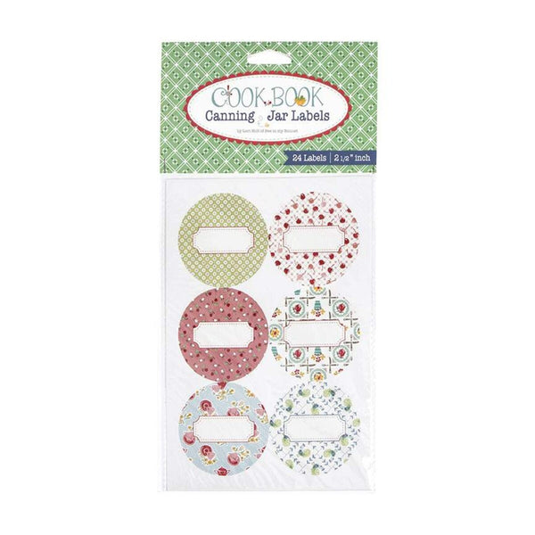 Lori Holt Cookbook Canning Jar Labels ST-24601 - Riley Blake Designs - 24 Labels - 2 1/2" Circles - Wide-Mouth Jar Lid or Jar Front