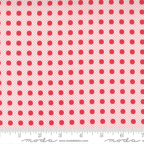 21" End of Bolt Piece - SALE Beautiful Day Pin Dot 29137 Scarlet - Moda Fabrics - Polka Dot Dots Dotted Pink Red - Quilting Cotton Fabric