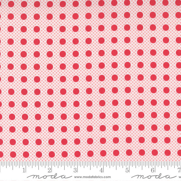 21" End of Bolt Piece - SALE Beautiful Day Pin Dot 29137 Scarlet - Moda Fabrics - Polka Dot Dots Dotted Pink Red - Quilting Cotton Fabric