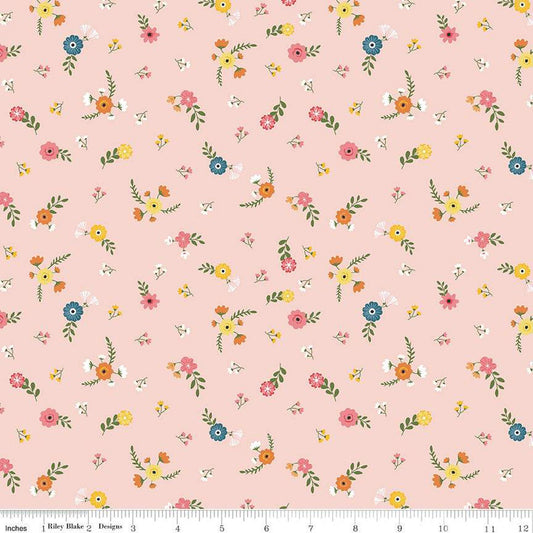 Gone Glamping Flowers C14793 Pink - Riley Blake Designs - Floral Camping - Quilting Cotton Fabric