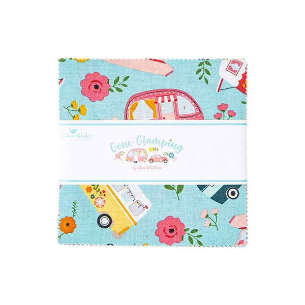 Gone Glamping Charm Pack 5" Stacker Bundle - Riley Blake Designs - 42 piece Precut Pre cut - Camping - Quilting Cotton Fabric