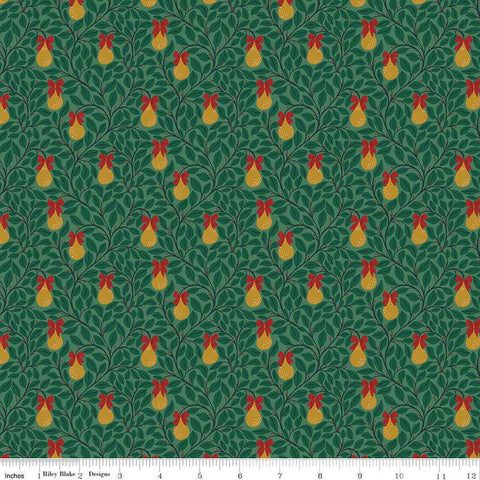 SALE A Pear-fect Christmas Pear Tree C14975 Green - Riley Blake Designs - Leaves Branches Pears - Quilting Cotton Fabric