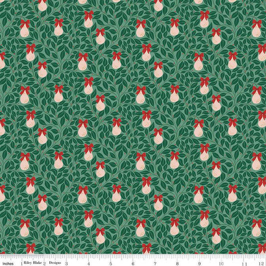 DEAL A Pear-fect Christmas Pear Tree C14975 Mint - Riley Blake Designs - Leaves Branches Pears - Quilting Cotton Fabric
