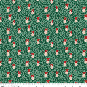 23" End of Bolt - SALE A Pear-fect Christmas Pear Tree C14975 Mint - Riley Blake Designs - Leaves Branches Pears - Quilting Cotton Fabric