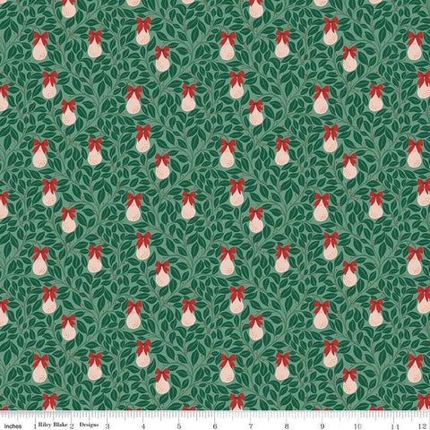 SALE A Pear-fect Christmas Pear Tree C14975 Mint - Riley Blake Designs - Leaves Branches Pears - Quilting Cotton Fabric