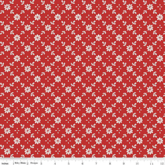 A Pear-fect Christmas True Love C14976 Red - Riley Blake Designs - Floral Flowers Lattice Pattern - Quilting Cotton Fabric
