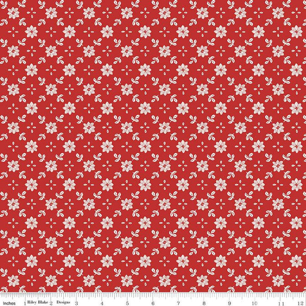 SALE A Pear-fect Christmas True Love C14976 Red - Riley Blake Designs - Floral Flowers Lattice Pattern - Quilting Cotton Fabric