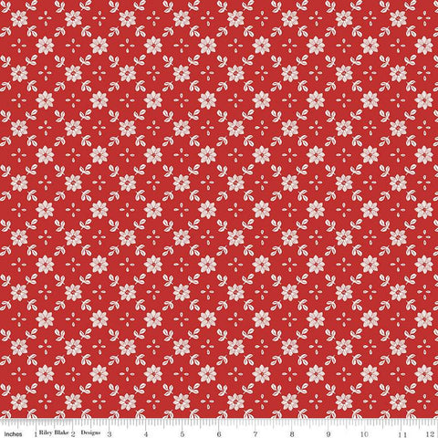 SALE A Pear-fect Christmas True Love C14976 Red - Riley Blake Designs - Floral Flowers Lattice Pattern - Quilting Cotton Fabric