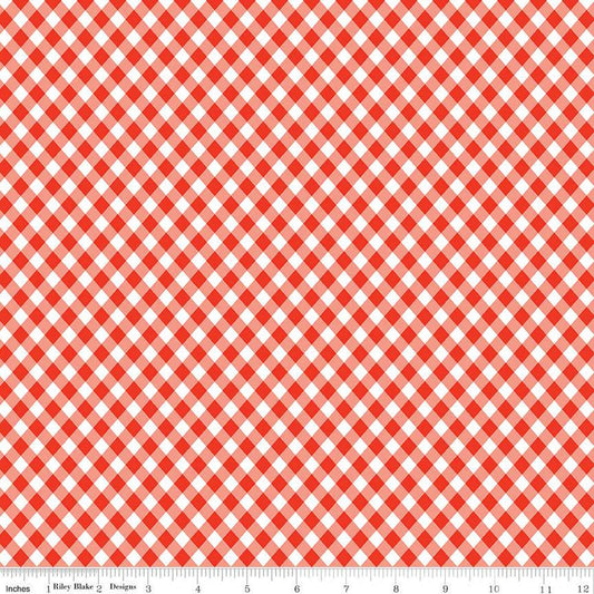 31" End of Bolt - Jingle Bells Plaid C14836 Red - Riley Blake Designs - Christmas Diagonal - Quilting Cotton Fabric