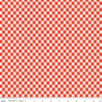 16" End of Bolt - Jingle Bells Plaid C14836 Red - Riley Blake Designs - Christmas Diagonal - Quilting Cotton Fabric