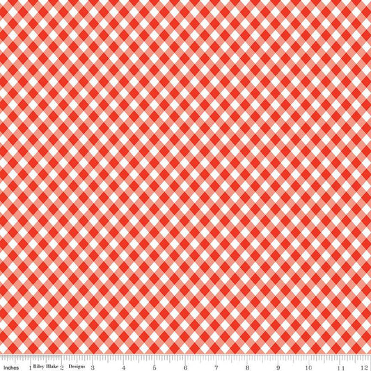 16" End of Bolt - Jingle Bells Plaid C14836 Red - Riley Blake Designs - Christmas Diagonal - Quilting Cotton Fabric