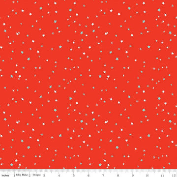 Jingle Bells Sprinkles C14837 Red - Riley Blake Designs - Christmas Scattered Stars - Quilting Cotton Fabric