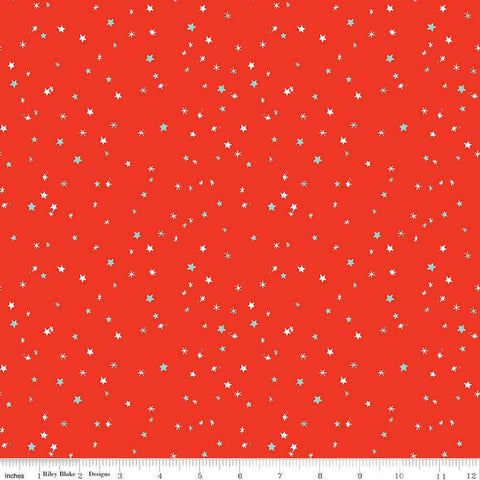 Jingle Bells Sprinkles C14837 Red by Riley Blake Designs - Christmas Scattered Stars - Quilting Cotton Fabric