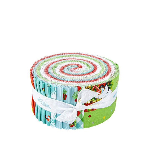 SALE Jingle Bells 2.5 Inch Rolie Polie Jelly Roll 40 pieces - Riley Blake Designs - Precut Pre cut Bundle - Christmas - Cotton Fabric