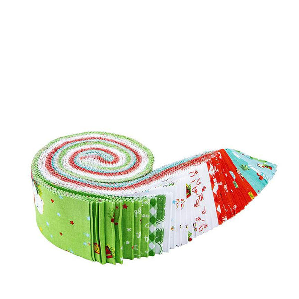 SALE Jingle Bells 2.5 Inch Rolie Polie Jelly Roll 40 pieces - Riley Blake Designs - Precut Pre cut Bundle - Christmas - Cotton Fabric