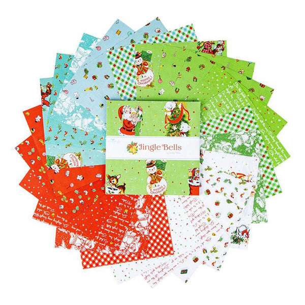 SALE Jingle Bells Layer Cake 10" Stacker Bundle - Riley Blake Designs - 42 piece Precut Pre cut - Christmas - Quilting Cotton Fabric