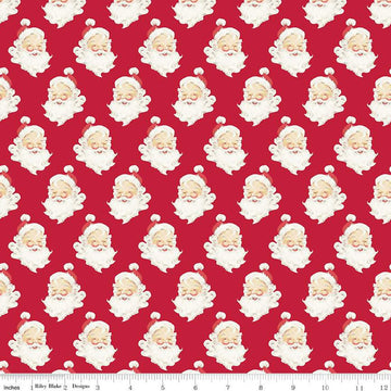 Merry Little Christmas Santa Heads C14842 Red by Riley Blake Designs - Santas Santa Claus - Quilting Cotton Fabric
