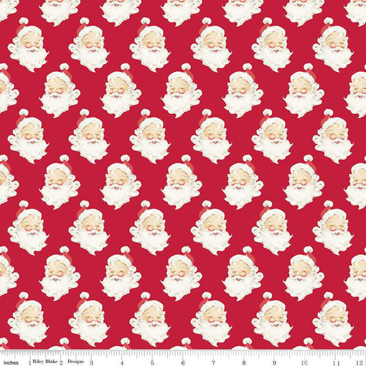 Merry Little Christmas Santa Heads C14842 Red by Riley Blake Designs - Santas Santa Claus - Quilting Cotton Fabric