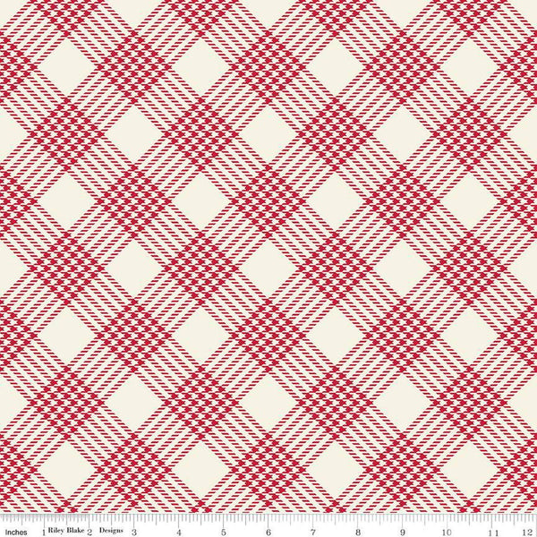 11" End of Bolt - Merry Little Christmas Plaid C14844 Cream by Riley Blake Designs - Diagonal - Quilting Cotton Fabric