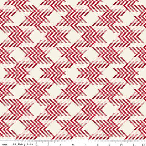 11" End of Bolt - Merry Little Christmas Plaid C14844 Cream by Riley Blake Designs - Diagonal - Quilting Cotton Fabric