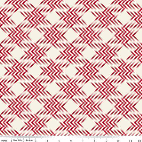 SALE Merry Little Christmas Plaid C14844 Cream by Riley Blake Designs - Diagonal - Quilting Cotton Fabric