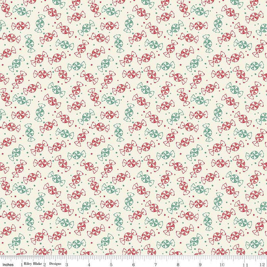 Merry Little Christmas Peppermint C14846 Cream - Riley Blake Designs - Candy Peppermints - Quilting Cotton Fabric