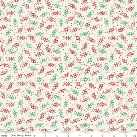 SALE Merry Little Christmas Peppermint C14846 Cream by Riley Blake Designs - Candy Peppermints - Quilting Cotton Fabric