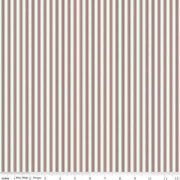 19" End of Bolt - Merry Little Christmas Stripes C14847 Cream by Riley Blake Designs - Stripe Striped - Quilting Cotton Fabric