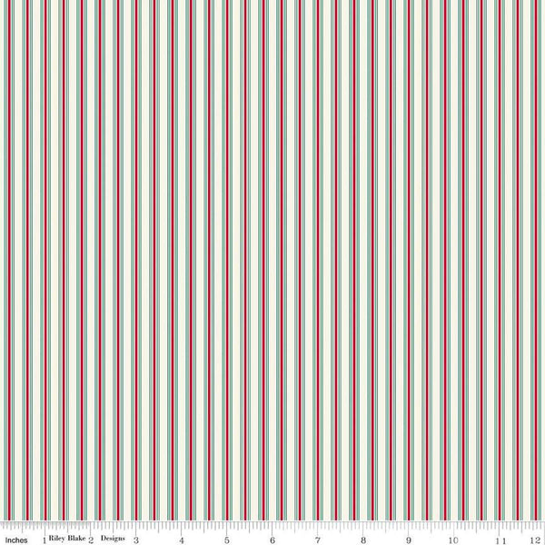 SALE Merry Little Christmas Stripes C14847 Cream by Riley Blake Designs - Stripe Striped - Quilting Cotton Fabric