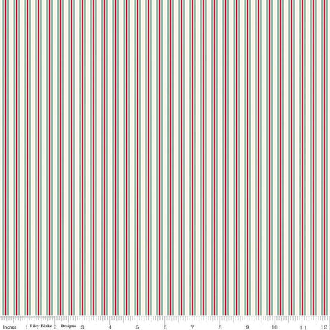 SALE Merry Little Christmas Stripes C14847 Cream by Riley Blake Designs - Stripe Striped - Quilting Cotton Fabric